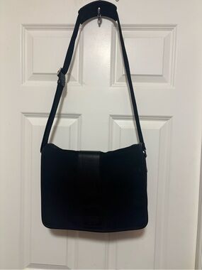 Coach Black Crossbody Messenger with Center Strap Detail